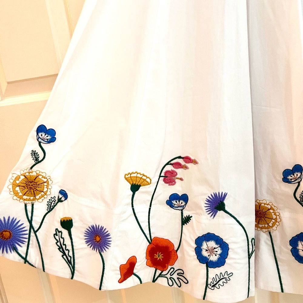 🌺🎉HP🎉🌺 NWT Staud Wells Embroidered Midi Dress White Seed Shop - Picture 12 of 16